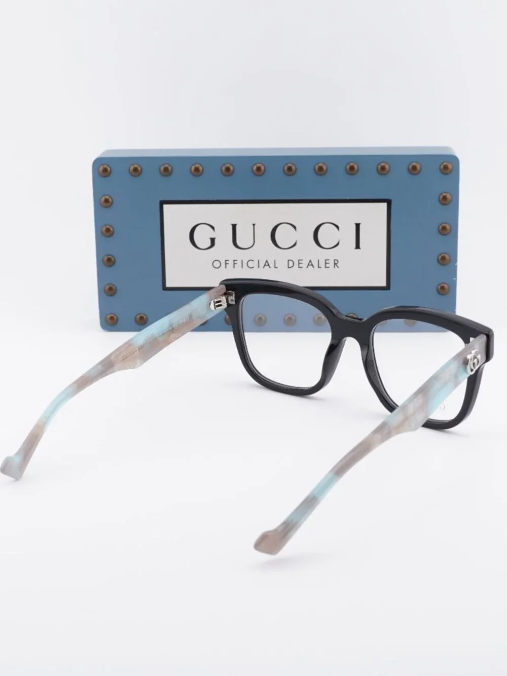 Gucci GG0958O 017 Square Eyeglasses 52mm - Black/Blue Havana